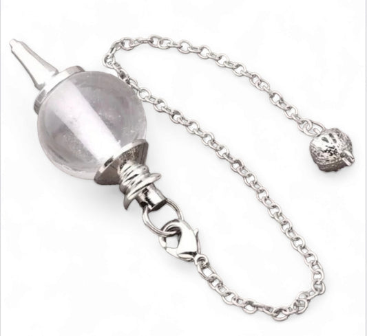 Pendule en quartz blanc forme ronde, divination et soin - Bonheur de Lune