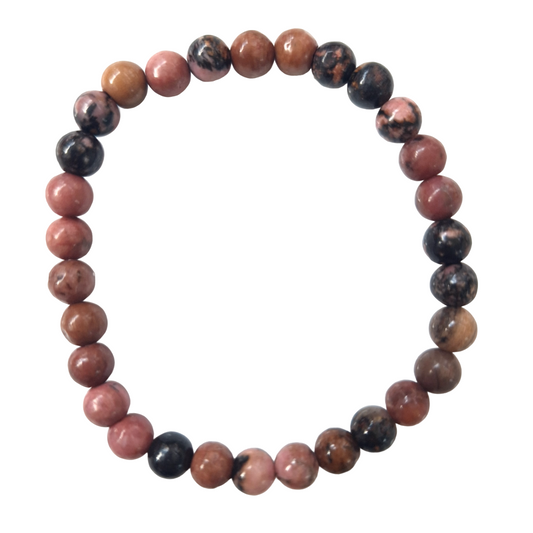 Bracelet Rhodonite "Amour de soi et Compassion" 6mm - Bonheur de Lune