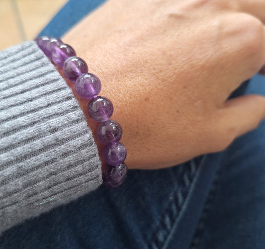 Bracelet Améthyste "Apaisant et protecteur " 8 mm 💜 - Bonheur de Lune