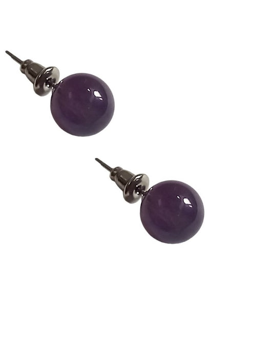 Boucles d'Oreilles Raffinées en Acier Inoxydable avec Perles Améthyste de 8mm - Bonheur de Lune