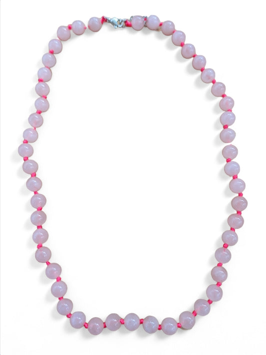 Collier en Quartz Rose Authentique - Perles de 8mm, Longueur Ajustable 45-50cm - Amour et Harmonie - Bonheur de Lune