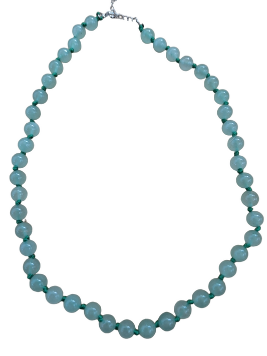 Collier en Aventurine Verte Authentique - Perles de 8mm, Longueur Ajustable 45-50cm - Chance et Équilibre - Bonheur de Lune