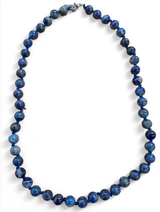 Collier en Lapis Lazuli Authentique - Perles de 8mm, Longueur Ajustable 45-50cm - Sagesse et Harmonie - Bonheur de Lune