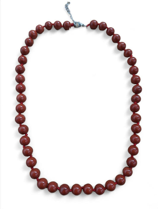 Collier en Jaspe Rouge Authentique - Perles de 8mm, Longueur Ajustable 45-50cm - Énergie et Stabilité - Bonheur de Lune