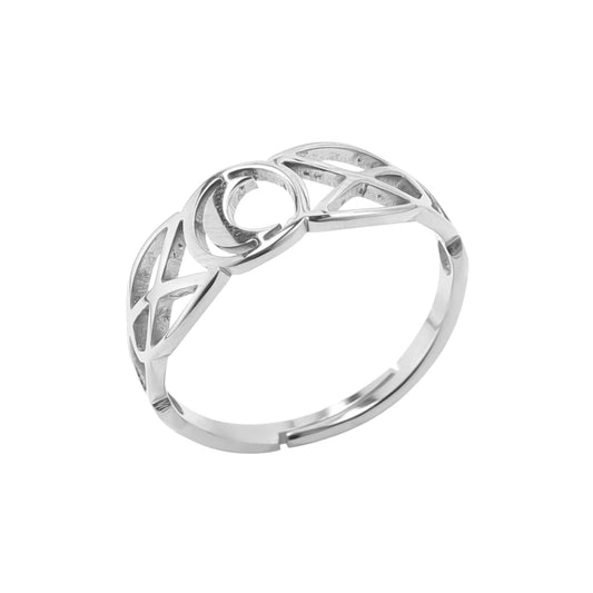 Bague ajustable acier inoxydable argenté Croissant de Lune - Bonheur de Lune