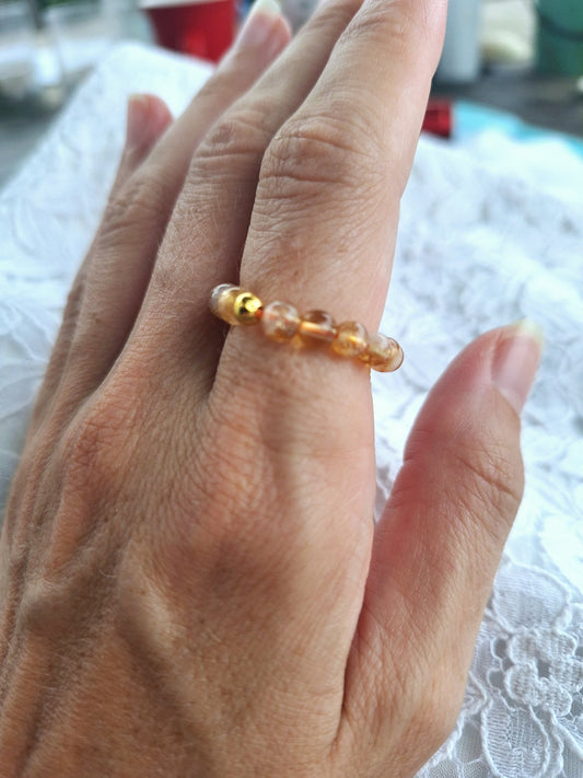 Bague Élastique en Pierres Naturelles de Citrine "Énergie et Joie" - Bonheur de Lune